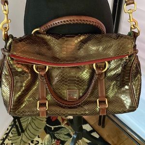 Dooney & Bourke brown python embossed leather Florentine satchel